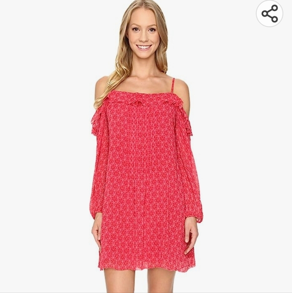 Sanctuary Dresses & Skirts - Sanctuary Penelope Red Floral Cold Shoulder Mini Dress Size XS Boho D0521-R6G187